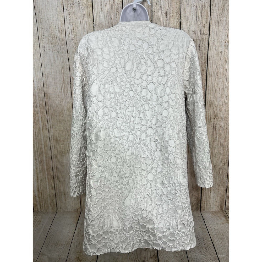 Chicos Reversible Travelers Jacket Duster Champagne Gold Ivory Open Front Sz L - Picture 7 of 7